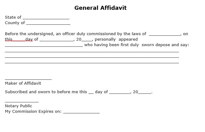 General Affidavit Form