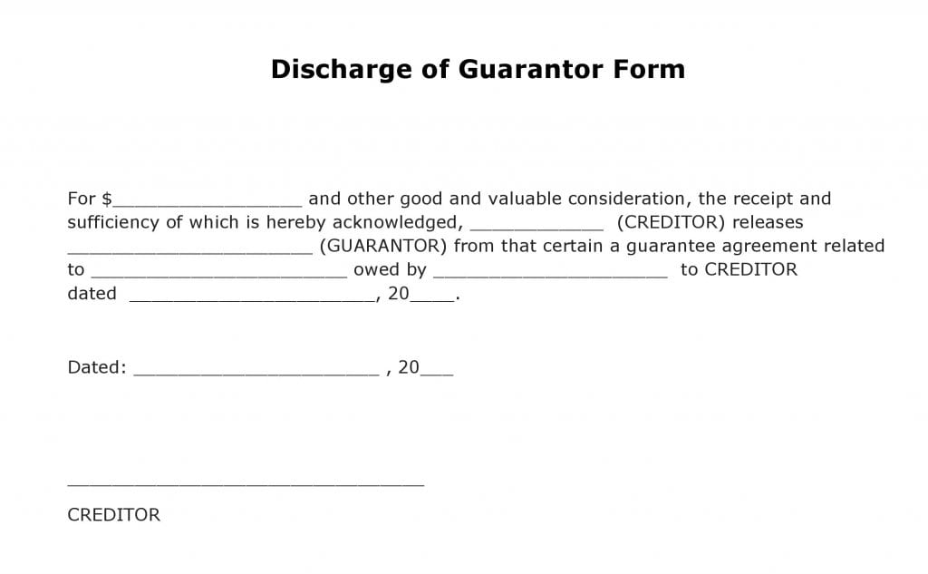 Discharge of Guarantor Form