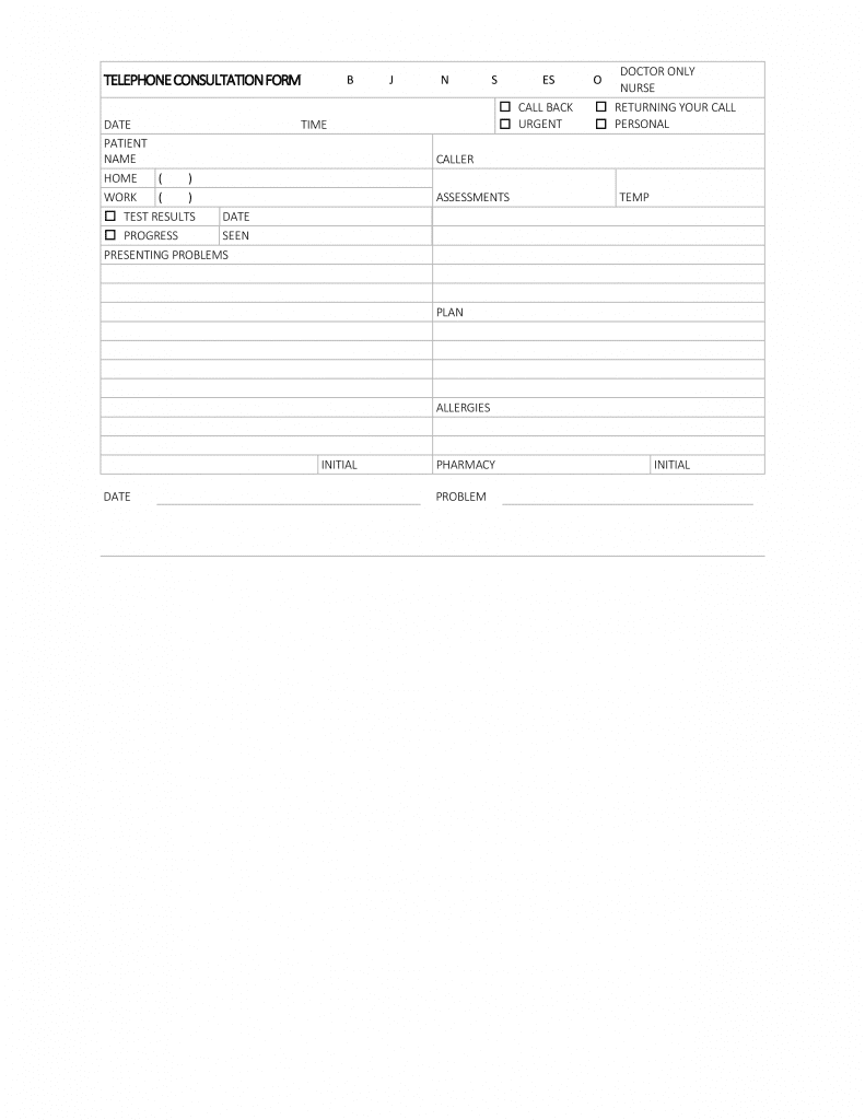 Medical Telephone Consultation Form
