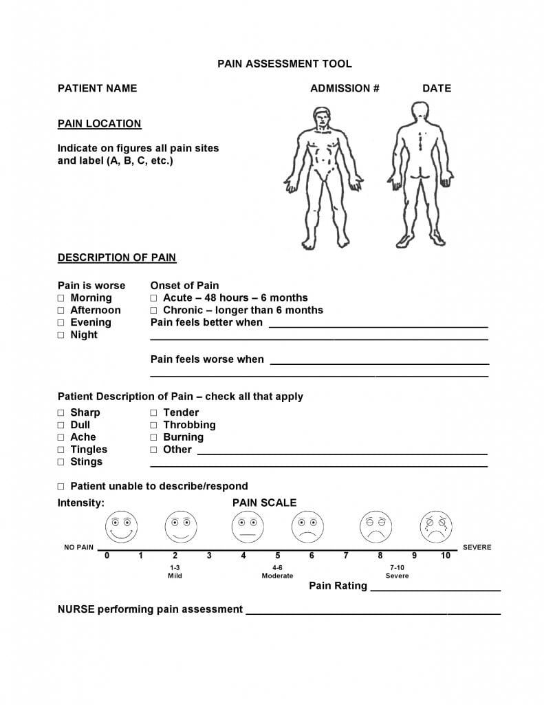 Pain Assesment Tool Form