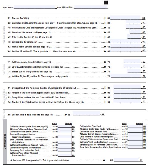 California Income Tax Return Step 3