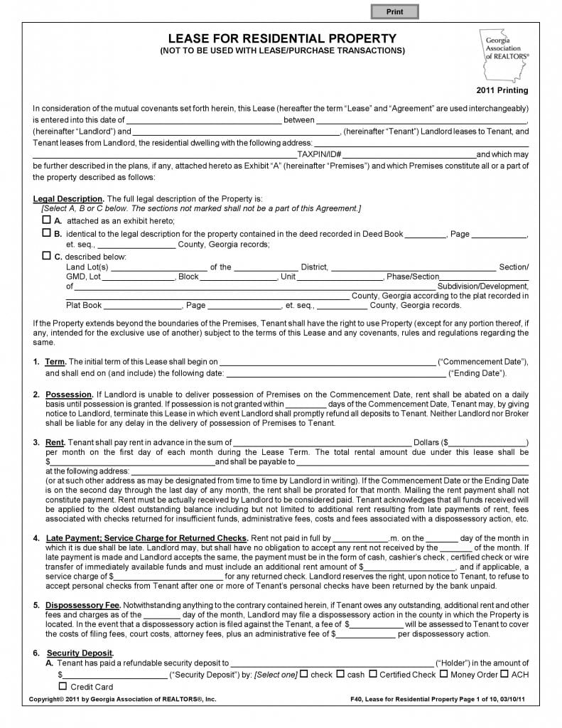 Georgia Residential Lease Agreement