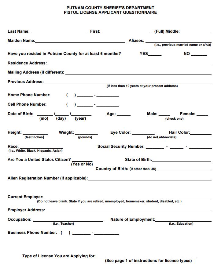 Free New York Firearm Form PDF Template Form Download