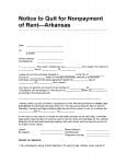 Arkansas 10 Day Notice to Quit for Non Payment of Rent