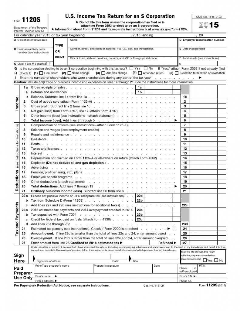 U.S. Income Tax Return for an S Corporation - Form 1120S